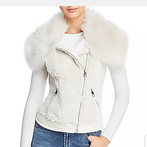 Guess Jackets & Blazers - Guess Posh Faux Fur & Leather Corset Back Vest S